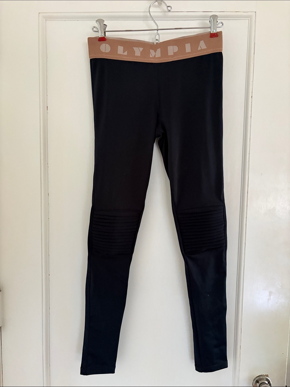 Olympia Activewear Black Leggings with Tan Waistband